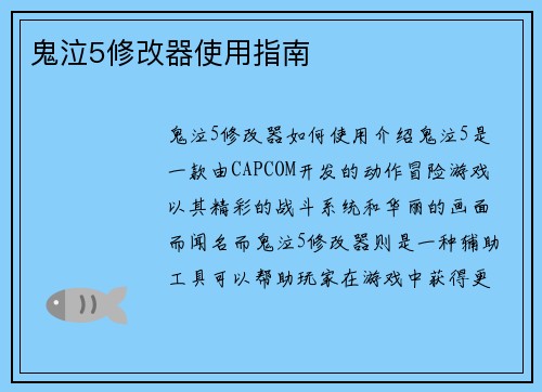 鬼泣5修改器使用指南